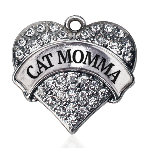 Cat Momma Pave Heart Charm