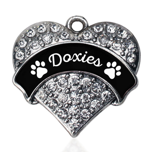 Doxies - Paw Prints Pave Heart Charm