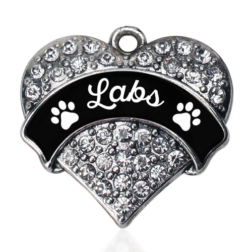 Labs - Paw Prints Pave Heart Charm