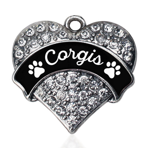 Corgis - Paw Prints Pave Heart Charm