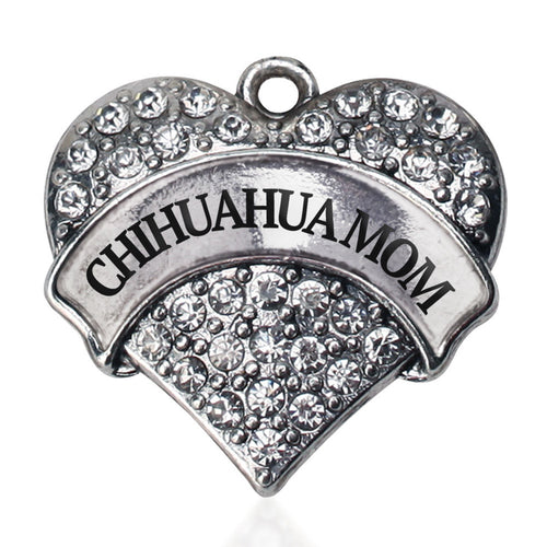 Chihuahua Mom Pave Heart Charm