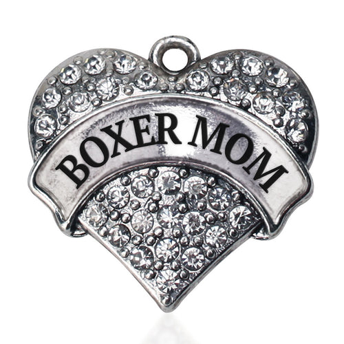 Boxer Mom Pave Heart Charm