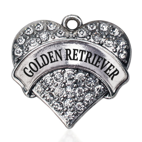 Golden Retriever Pave Heart Charm