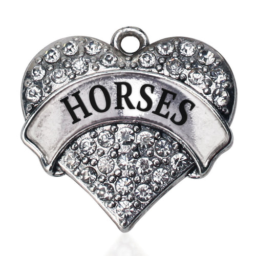 Horses Pave Heart Charm