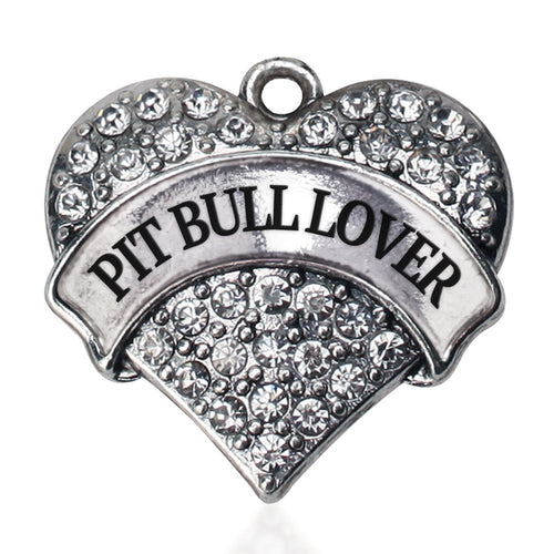 Pit Bull Lover Pave Heart Charm