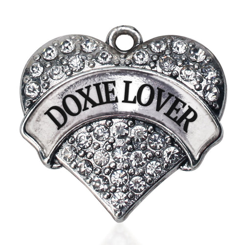 Doxie Lover Pave Heart Charm