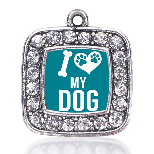 I Love My Dog Square Charm