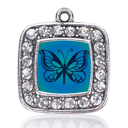 Blue Butterfly Square Charm